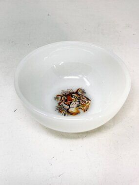 Vintage Fire King Oven Ware USA Esso Exxon Tiger Milk Glass Cereal Bowl
